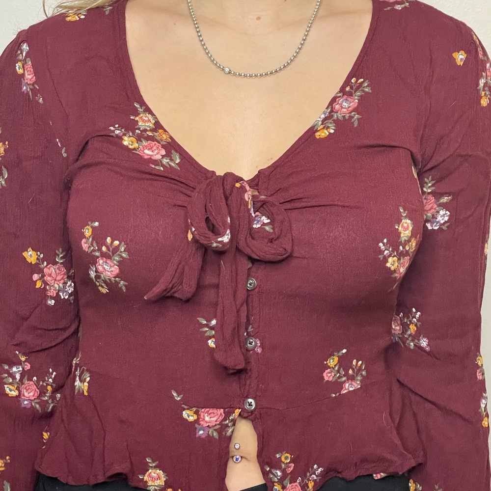 Floral Burgundy Women's Top